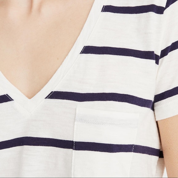 Madwell Striped Whisper Cotton V-Neck Pocket Tee - Picture 7 of 8